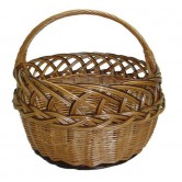 Panier rond osier buff/teinté lacerie