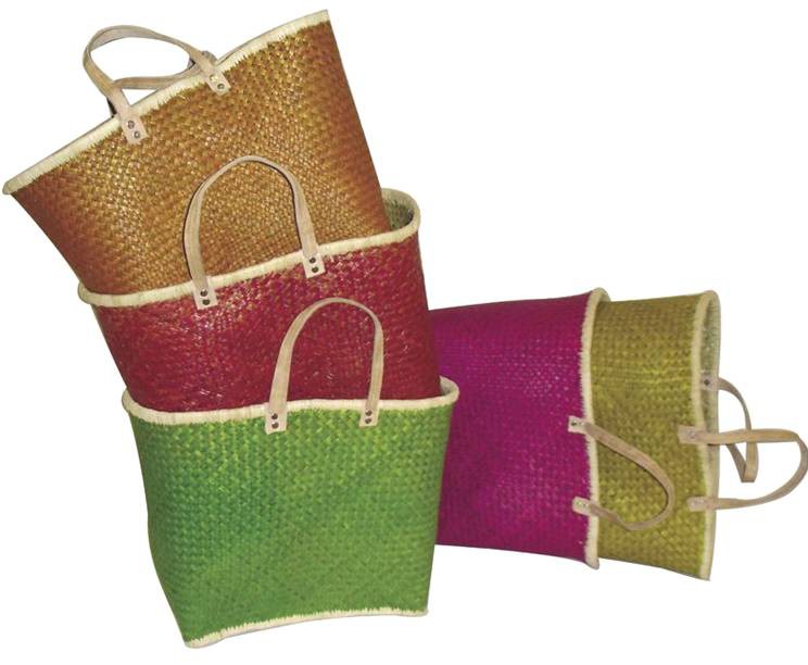 La Vannerie d'Aujourd'hui Cabas en palmier, anses plates en cuir