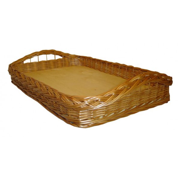 Panier à plateaux en osier Shabby Look gris rond - plateau