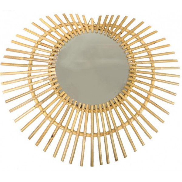DROHOO Miroir De Maquillage Rond En Osier Rotin Style Pastoral - Fait Main