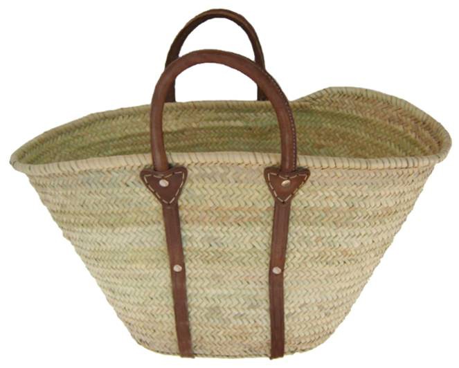 Couffin Palmier Anses Bord Cuir - Sco1200 - Sac De Course