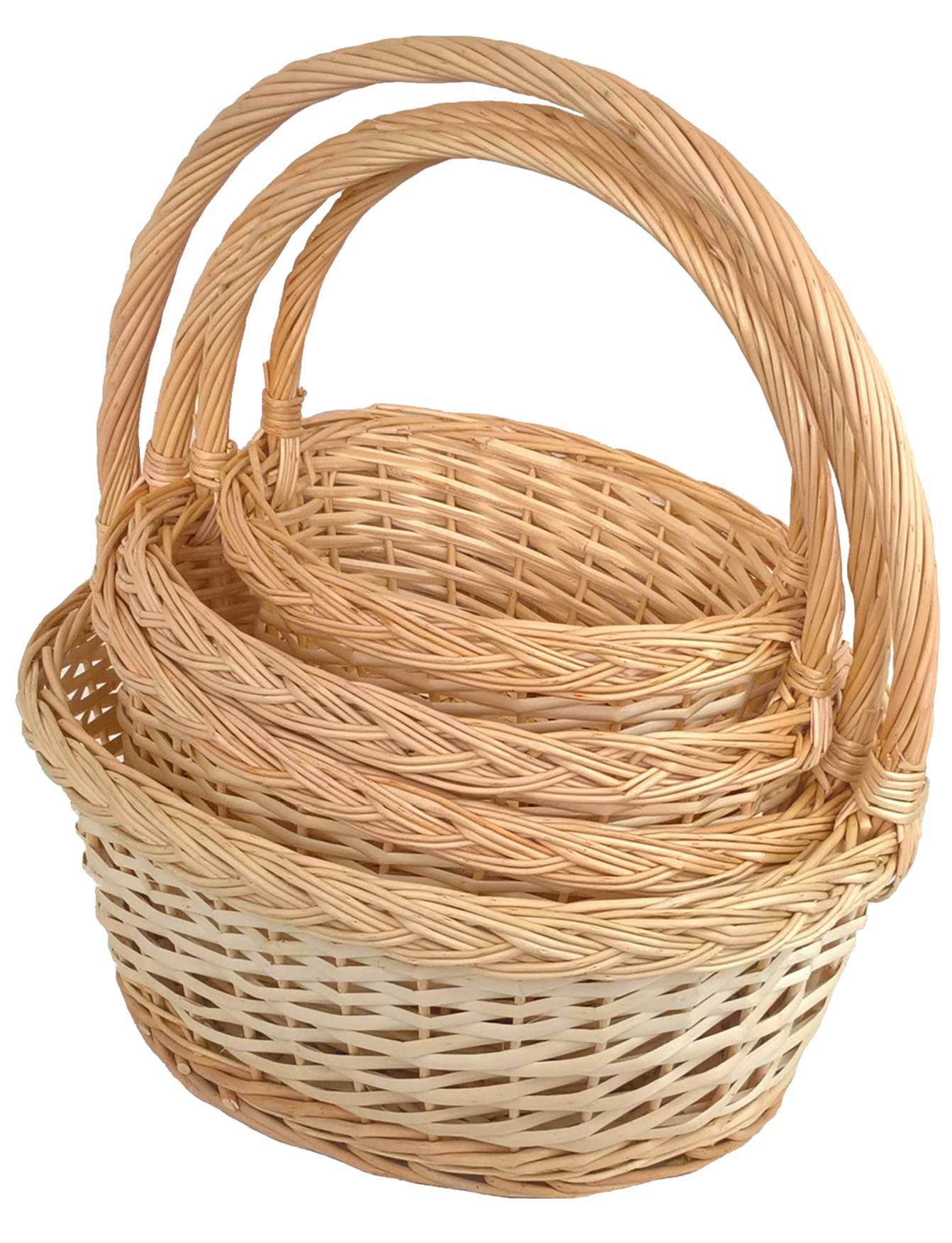 Panier glaneuse en osier naturel blanc grande anse