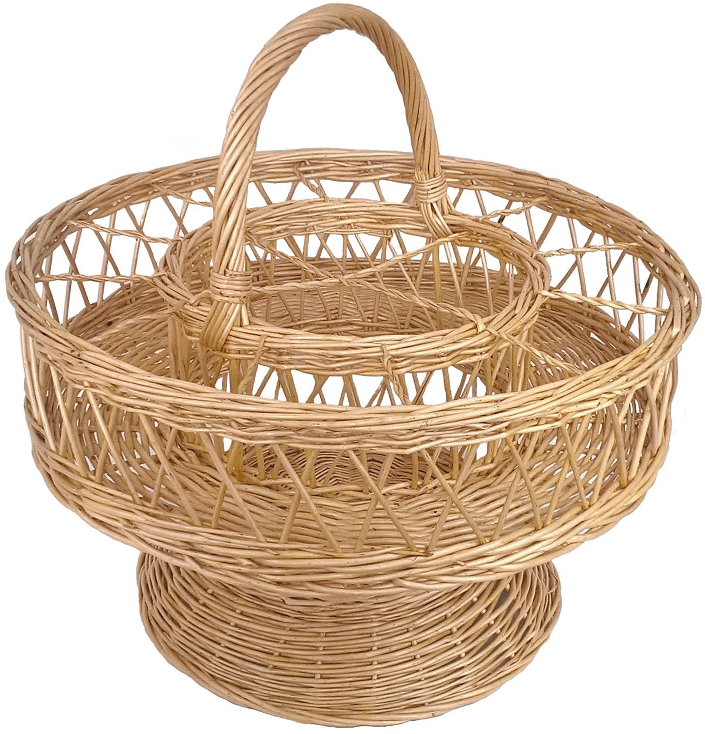 Porte-bouteille pour 4 bouteilles en osier blanc avec grande anse