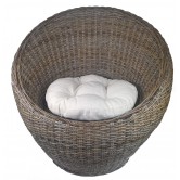 Fauteuil boule en poelet gris