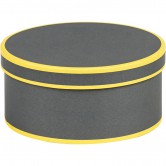 Coffret rond gris et jaune