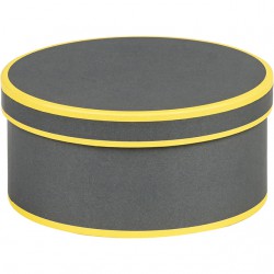 Coffret rond gris et jaune