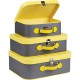 Valise grise et jaune