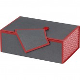 Coffret rectangulaire gris et rouge