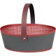 Panier ovale gris et rouge