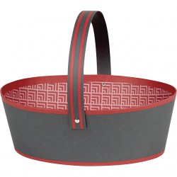 Panier ovale gris et rouge