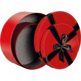 Coffret rond rouge avec noeud