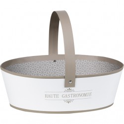 Panier ovale "Haute gastronomie" blanc/taupe