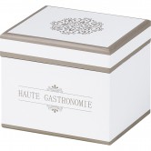 Coffret carré "Haute gastronomie" blanc et taupe