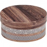 Coffret rond marron effet bois