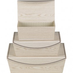 Coffret en carton rectangulaire beige effet bois