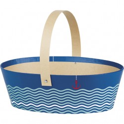 La Vannerie d'Aujourd'hui - Panier ovale décor "La Mer" bleu