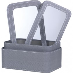 Coffret rectangulaire gris décor surpiqûre, à fenêtre PVC