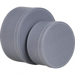 Coffret rond gris décor surpiqûre