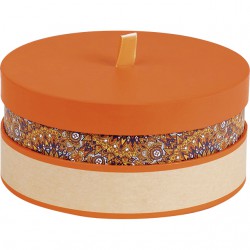 Coffret rond orange/rosaces