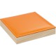 Coffret carré à rangées avec couvercle en simili cuir orange