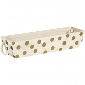 Corbeille rectangle motifs pois or avec poignées