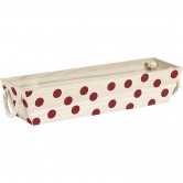 Corbeille rectangle motifs pois rouge avec poignées