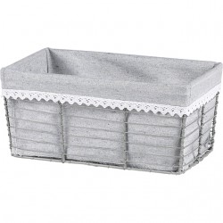 Corbeille rectangle bords droits et tissu gris