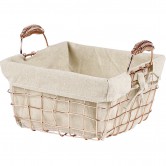 Panier rectangle avec tissu beige pailleté