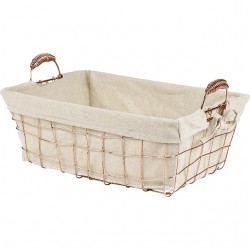 Corbeille rectangle avec tissu beige pailleté