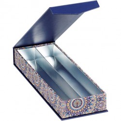 Coffret rectangle 2 rangées bleu/rosaces