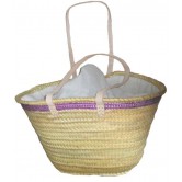 La Vannerie d'Aujourd'hui - Couffin palmier naturel liseré violet