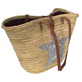 La Vannerie D'Aujourd'hui Couffin Palmier Sac Tour Cuir - L 45 X 21 H 30-40 Cm