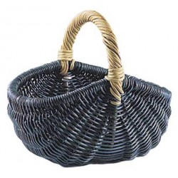 Panier en rotin - D: 40 cm H 32 cm - bleu