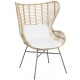 Fauteuil en rotin et métal avec coussin