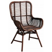 Fauteuil en rotin teinté marron