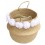 Cabas repliable en jonc pompons blancs