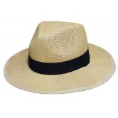 Chapeau panama mixte en papier cellulose avec bandeau noir.