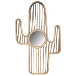 Miroir en rotin et kubu gris design Cactus