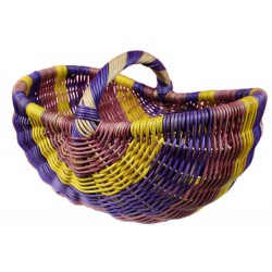 Panier en rotin parme, jaune et violet