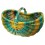Panier en rotin bleu turquoise, vert et jaune
