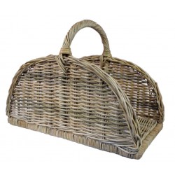 Panier à bois rectangulaire bombé naturel/gris