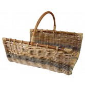 Panier à bois éventail rectangulaire en rotin naturel et gris