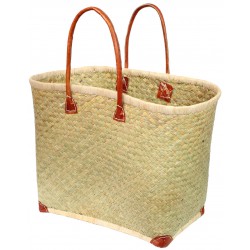 Cabas Penjy naturel, anses rondes et coins cuir
