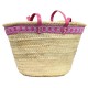 Couffin palmier naturel liseret rose