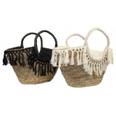 Cabas jonc naturel hippie chic 2 coloris