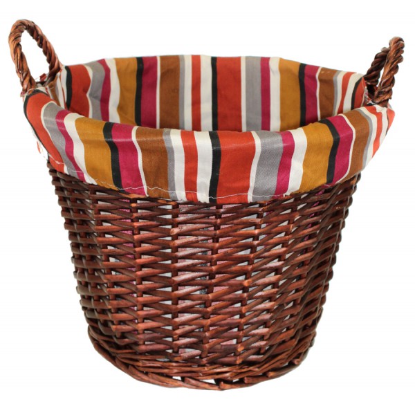 Panier à linge en rotin naturel et intérieur en tissu avec