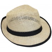 Chapeau Panama ajouré en sisal bord tissu