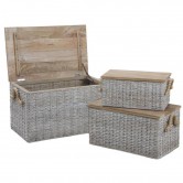 Panier de rangement en rotin avec couvercle - 36x42x31 - ON RANGE TOUT