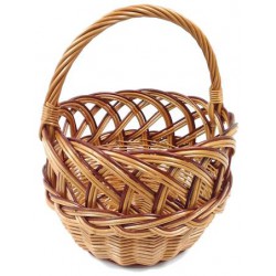 Panier enfant rond en osier buff/brut, lacerie et BN