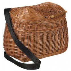Ancienne Créole De Pêche En Osier Et Cuir - Panier à Sangle Vintage